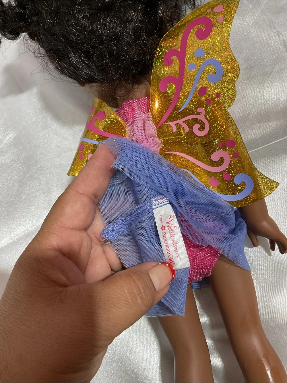 American Girl Sparkle Fairy Doll in Pink Top, Purple Skirt, Yellow Wings
